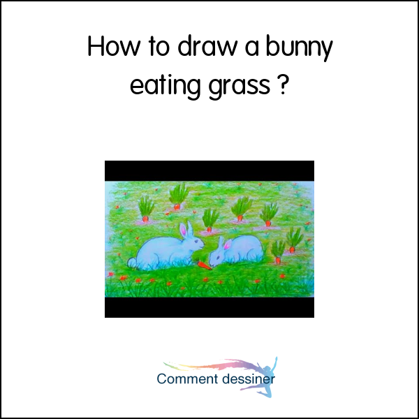 How to draw a bunny eating grass